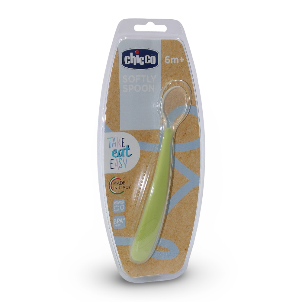 Chicco Softly Silicone Spoon 6m+ – Green - Baby Essentials