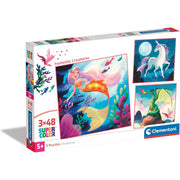 Clementoni Super Color 3 Fantastic Creatures Puzzles – 3X48Pcs