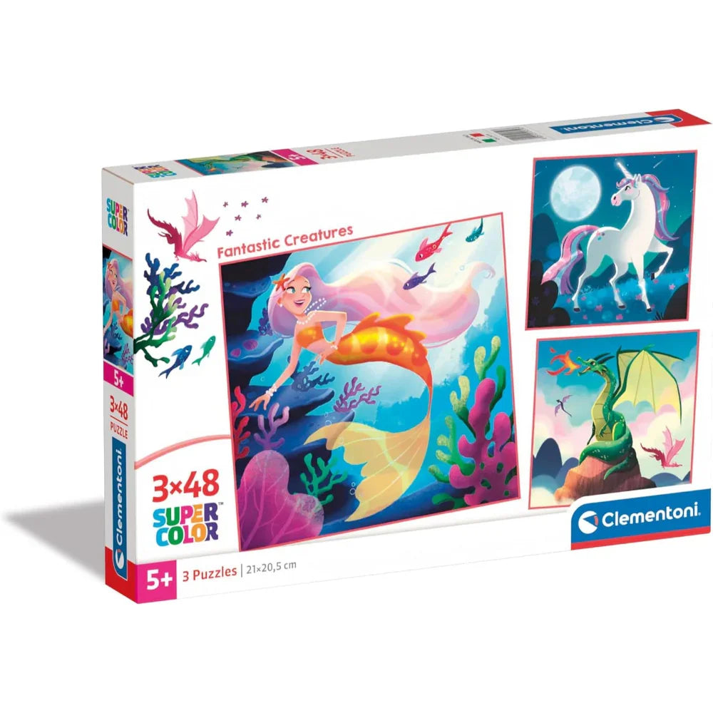 Clementoni Super Color 3 Fantastic Creatures Puzzles – 3X48Pcs - Toys
