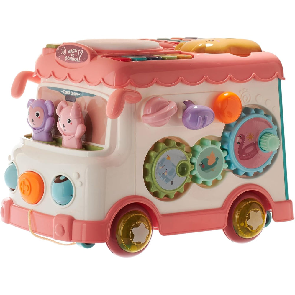 Xylophone Musical Bus Toy – Pink & White - Toys - Huanger