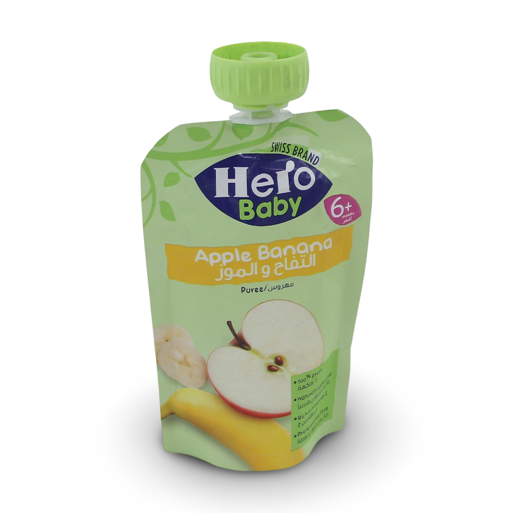 Hero Baby Pouch Apple & Banana Puree 100 gm - Baby Essentials