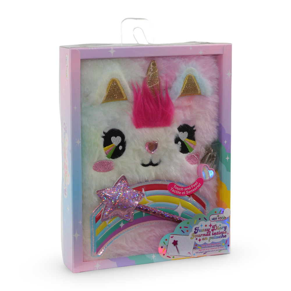 Hot Focus Light-Up Fuzzy Diary – Unicorn Design - School