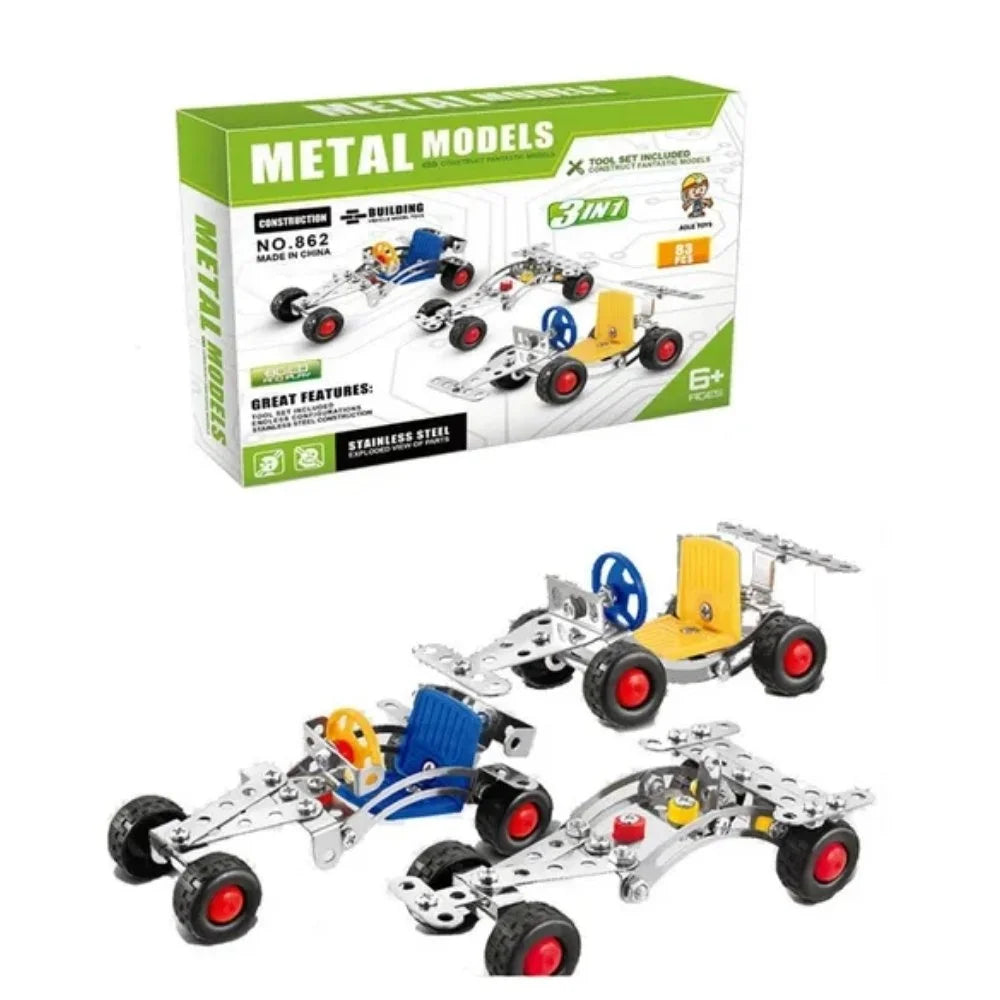 3-in-1 Metal Models Construction Kit - 83 Pcs - Toys - Aole Toys
