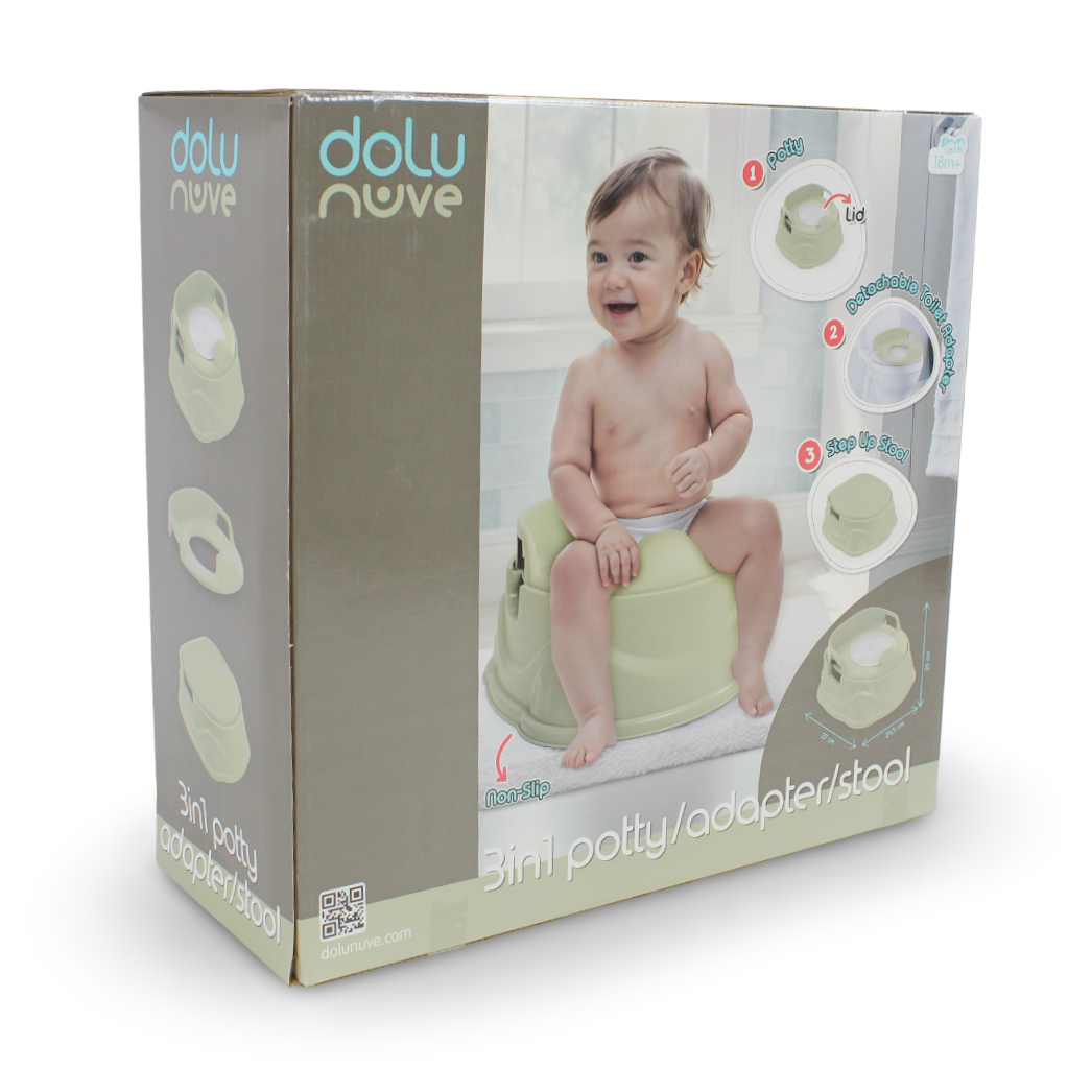 Dolu Nuve 3-in-1 Potty, Toilet Adapter & Step Stool – Green