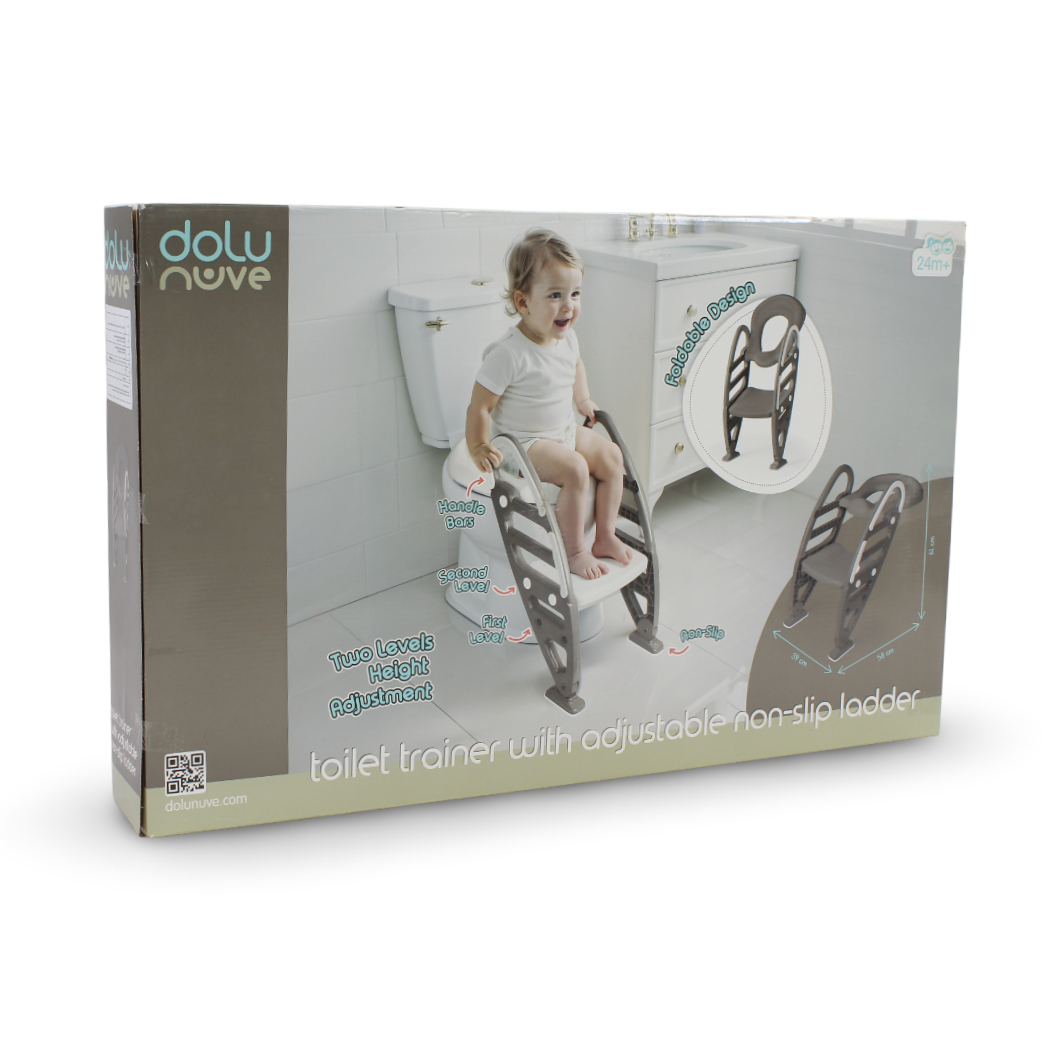 Dolu Nuve Toilet Trainer with Adjustable Non-Slip Ladder – Grey