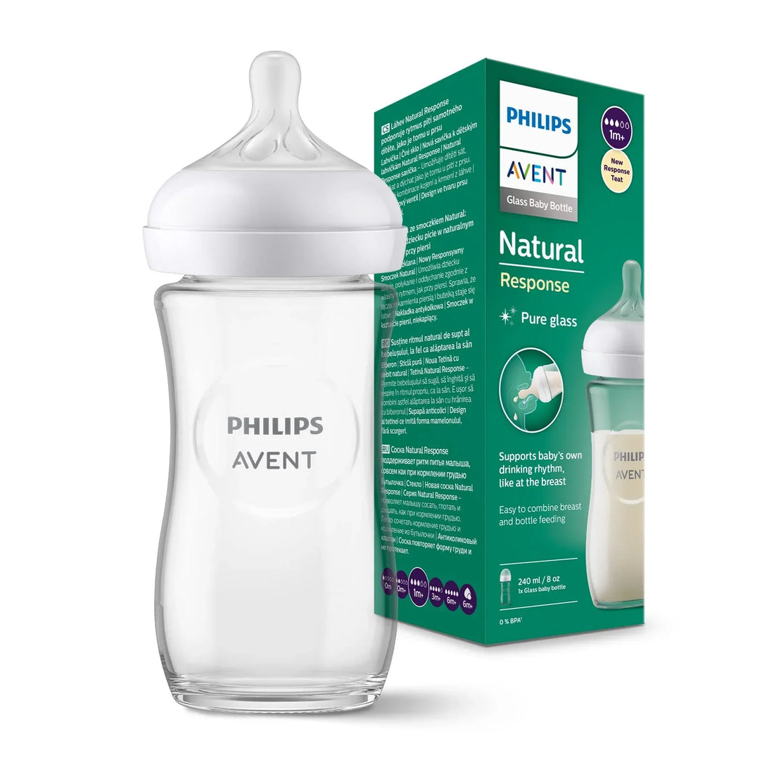 Philips Avent Natural Bottle Glass Response (1m+) 240ml - Baby Essentials