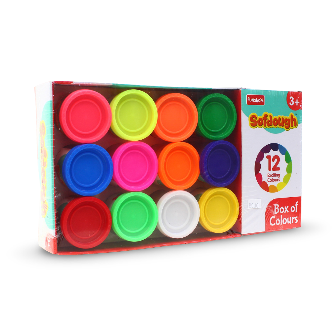 Funskool Sofdough "Box of Colours" Set – 12 Containers (50 Gram) - Toys