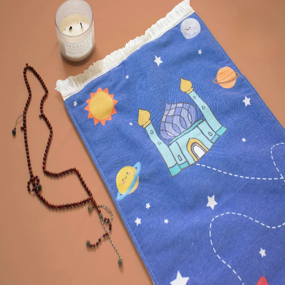 Children's Prayer Mat (Beautiful Mosque & Space Rocket)