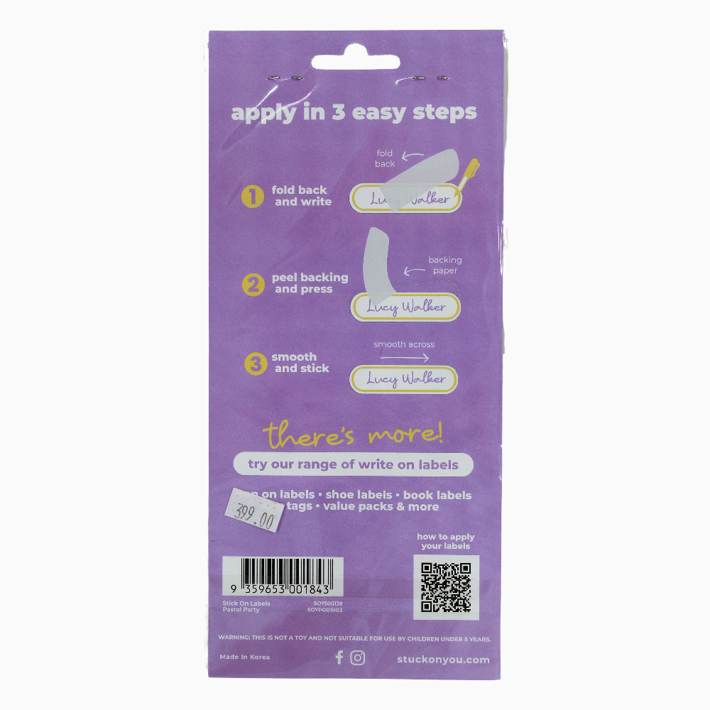 Stuck On You Iron-On Write-On Labels 39 Pcs – Purple