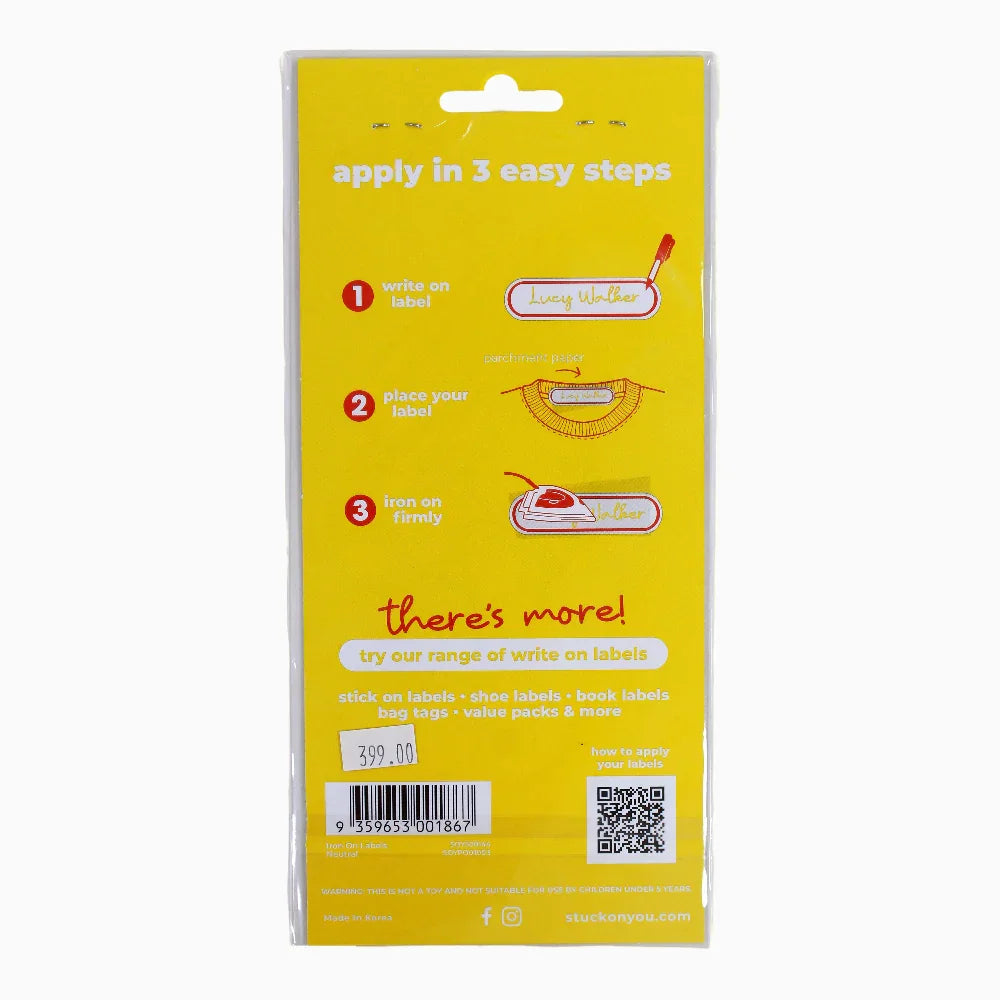 Thermos Iron-On Label Packet & 40 Pcs