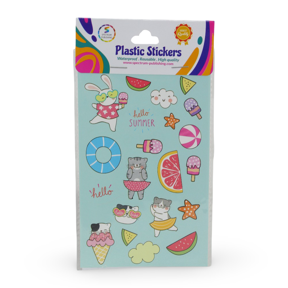 Spectrum Publishing "Hello Summer Cats" Plastic Stickers - Assortments