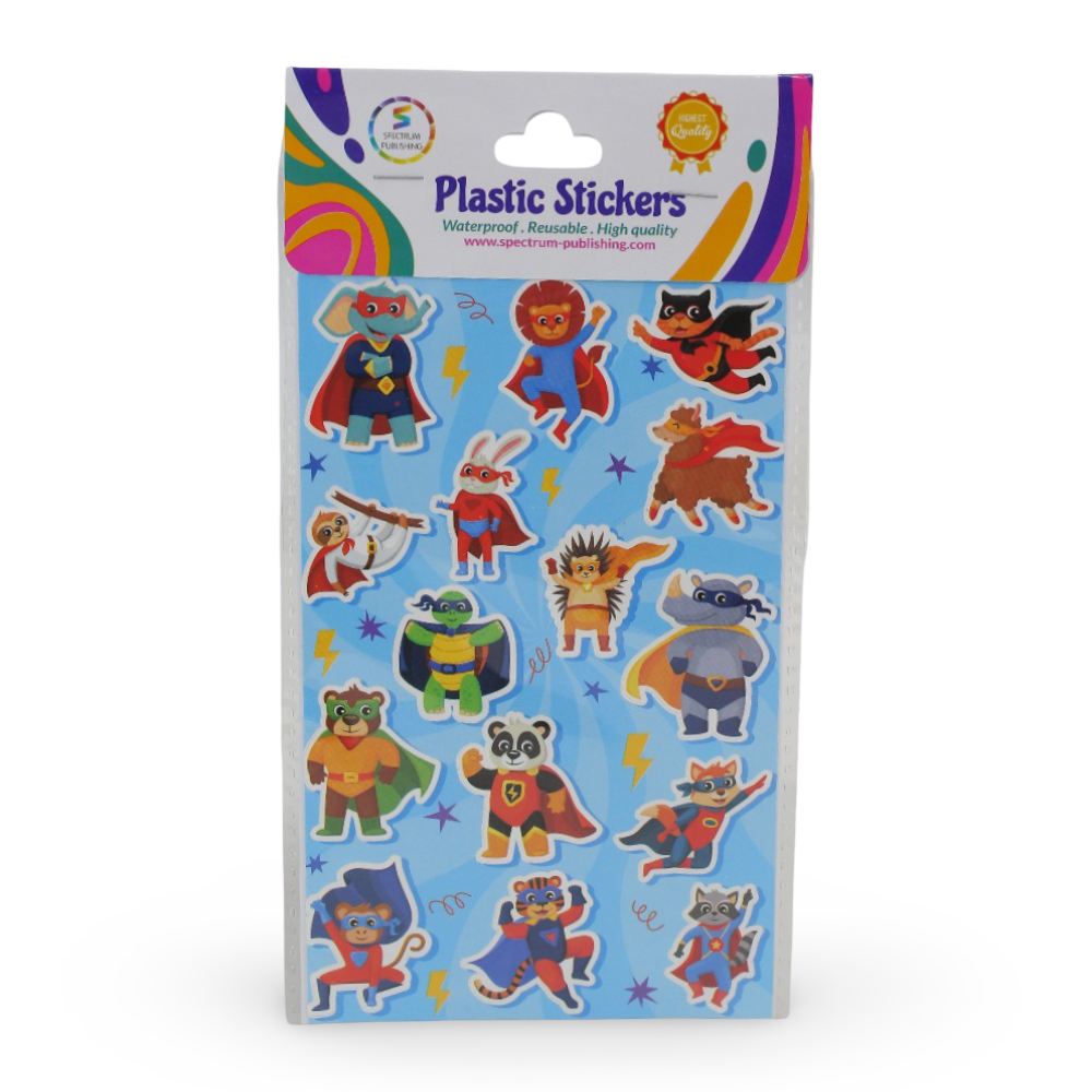 Spectrum Publishing "Super Animals" Plastic Stickers - Assortments