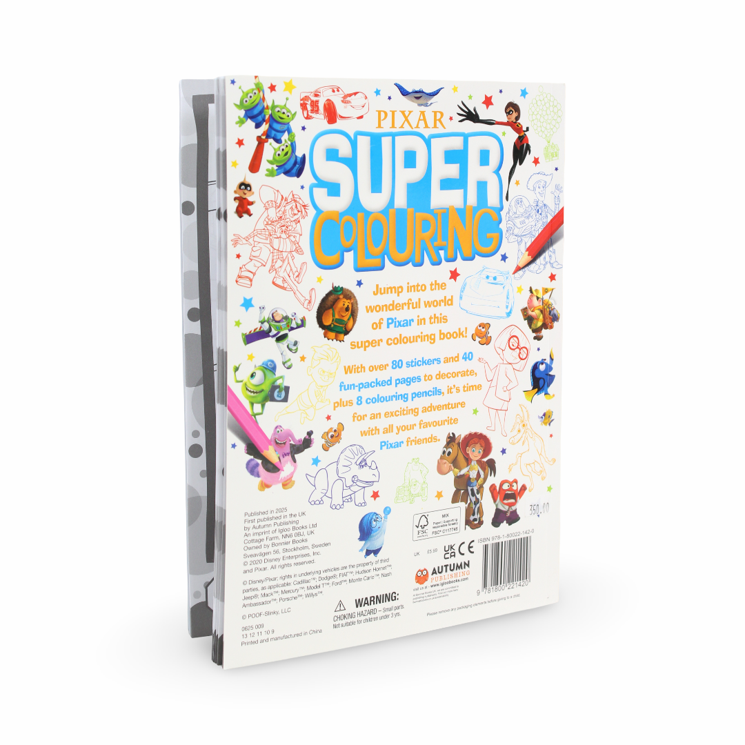 Igloo Books Disney Pixar Super Colouring Book + 8 Color Pencils