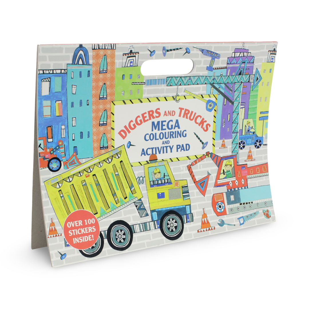Diggers and Trucks Mega Colouring and Activity Pad