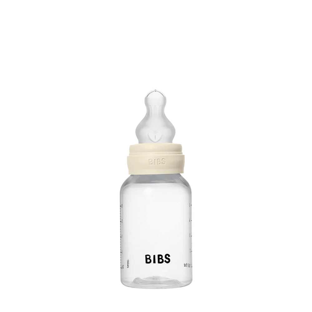 BIBS Round Silicone Baby Bottle 1-Pack 150 ml Slow Flow – Ivory