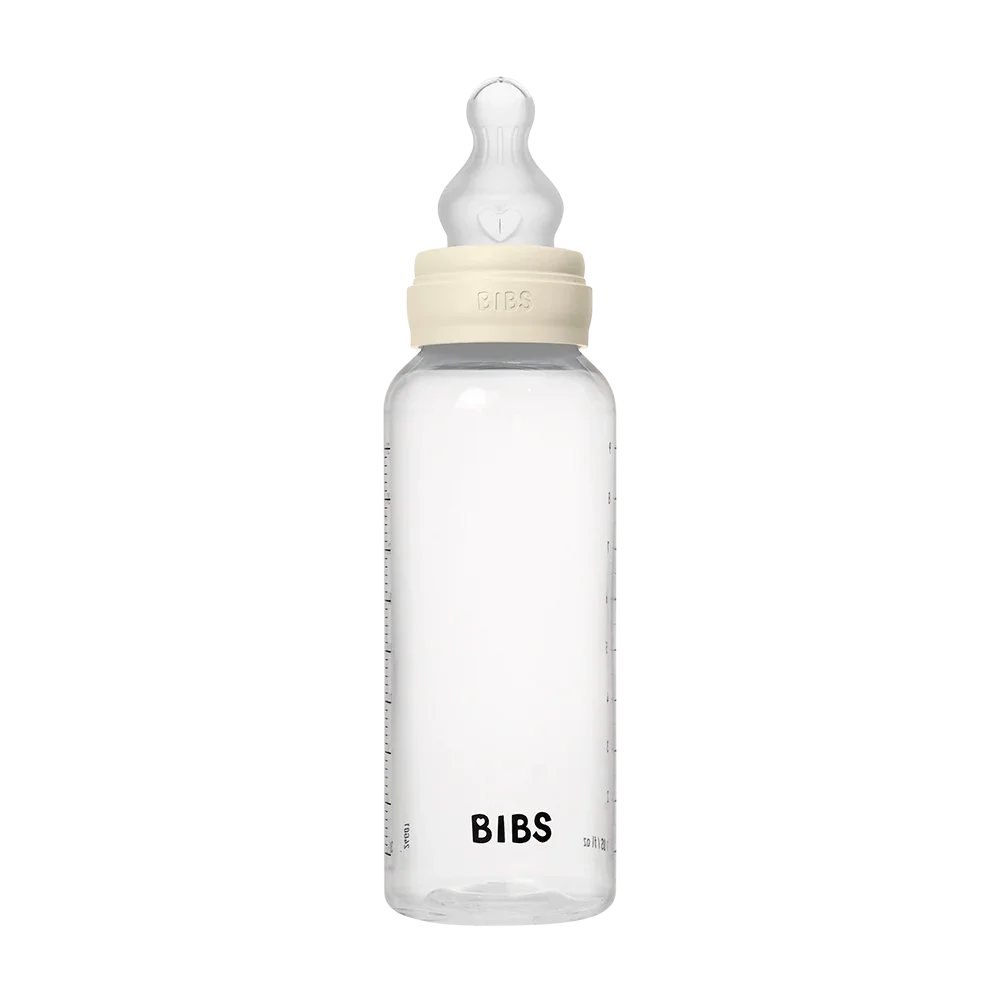 BIBS Round Silicone Baby Bottle 1-Pack 270 ml Medium Flow – Ivory