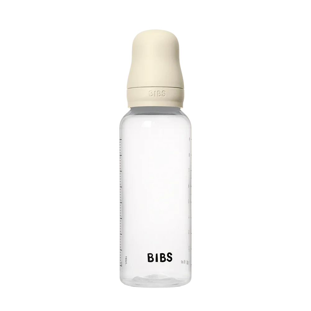 BIBS Round Silicone Baby Bottle 1-Pack 270 ml Medium Flow – Ivory