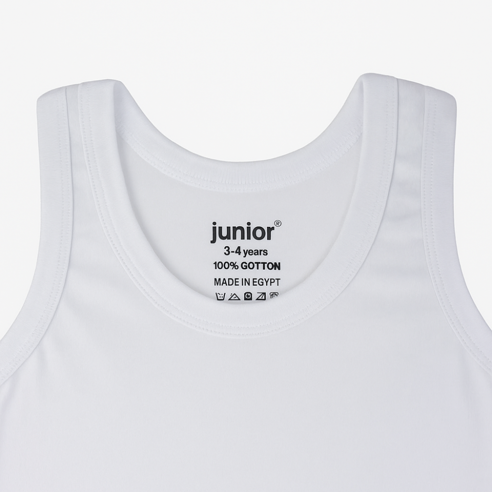 Boys Cotton Sleeveless Undershirt – White (Sporty Strap Design)