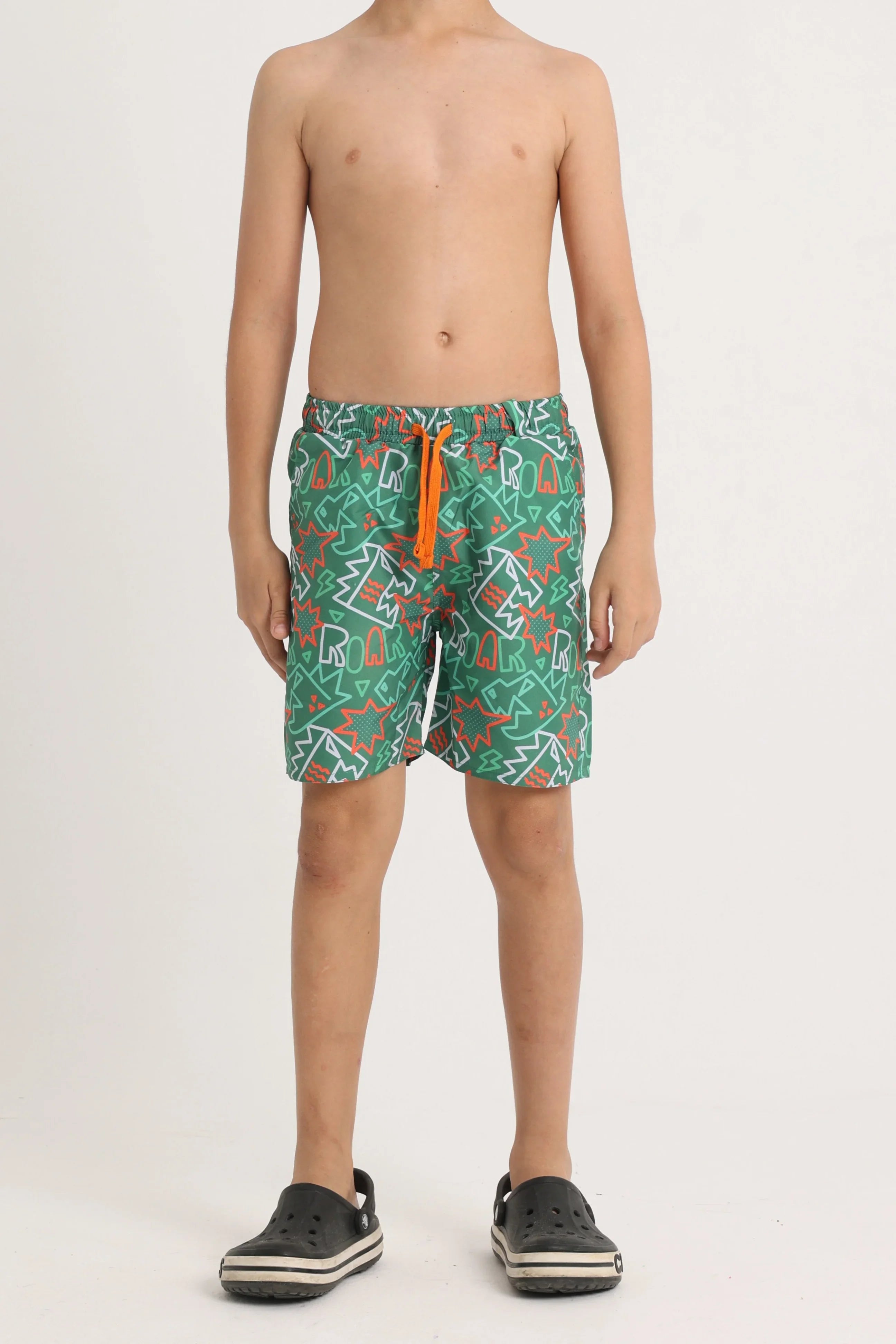 Boys Swimsuit – Green with Dino Roar Print