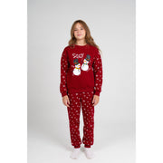 Girls Cooton Pajama Set – Maroon with “Let it Snow” Design