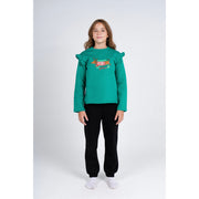 Girls Cooton Pajama Set – Green/Black with "Dachshund Through The Snow" Design