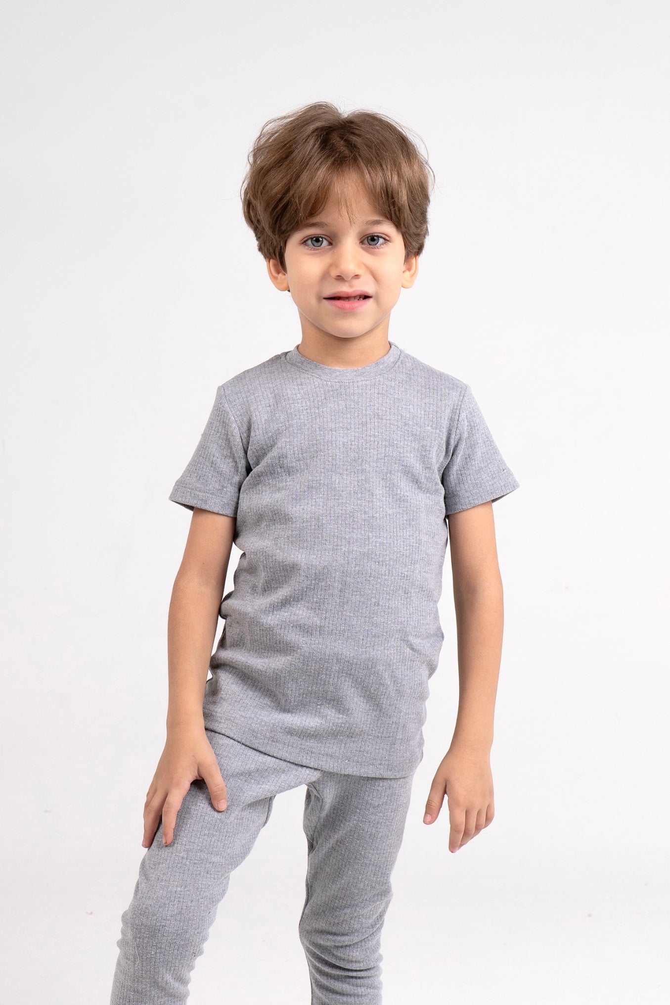 Pack of 2 – Unisex Short-Sleeved Thermal Top Grey