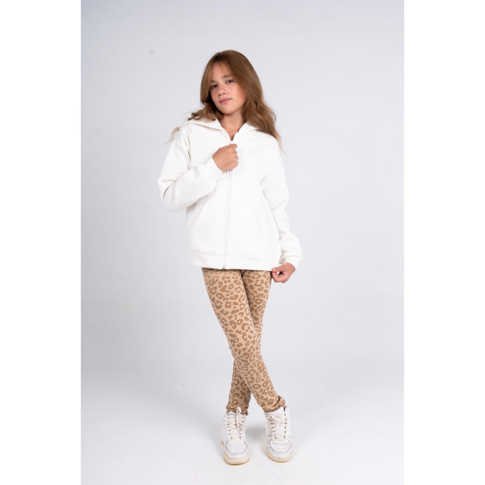 Unisex Long-Sleeved Zip-Up Hoodie – Off-White