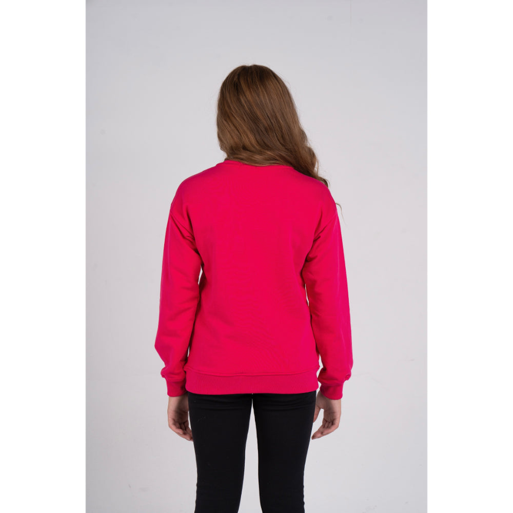 Girls Plain Cotton Sweatshirt – Fuchsia