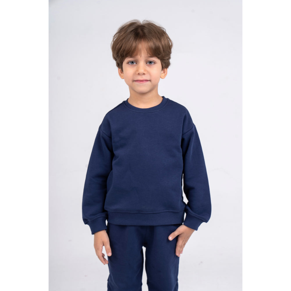 Unisex Plain Cotton Sweatshirt – Navy Blue