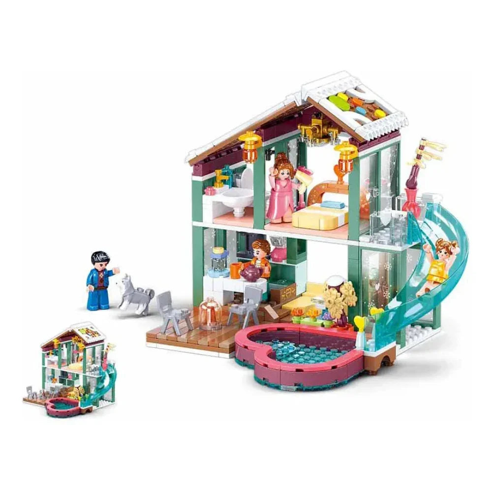 Sluban Girls Dream Winter Travel in Snow Resort Building Blocks Set - 439 Pcs