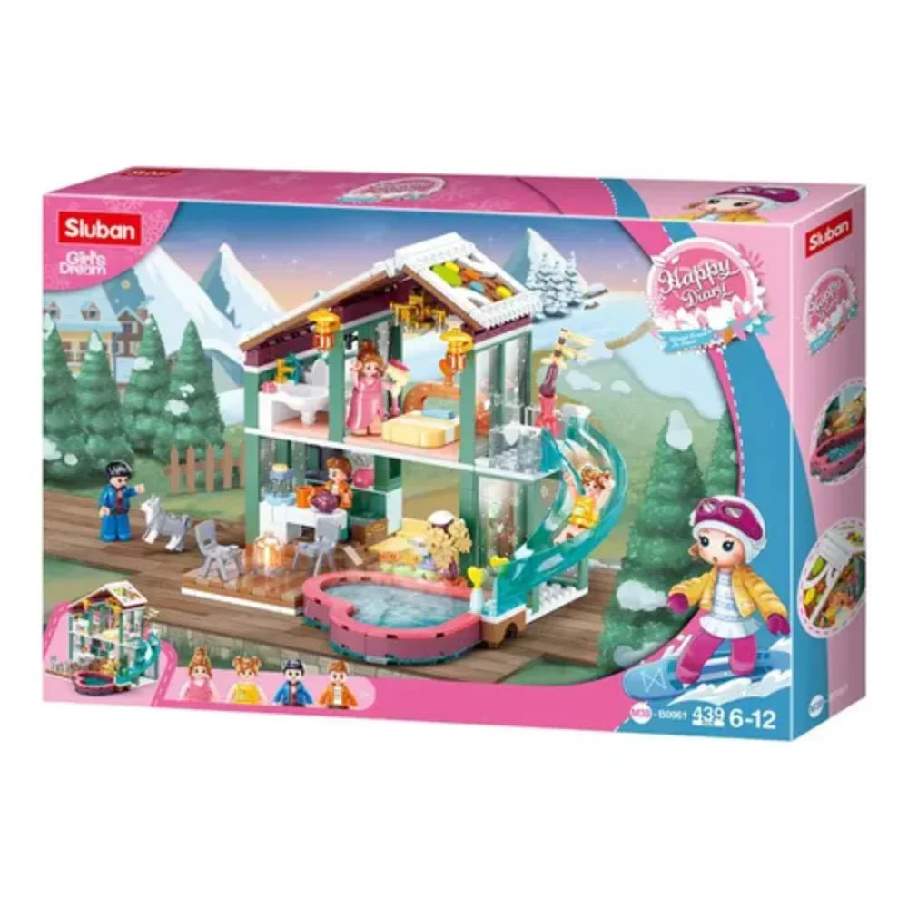 Sluban Girls Dream Winter Travel in Snow Resort Building Blocks Set - 439 Pcs