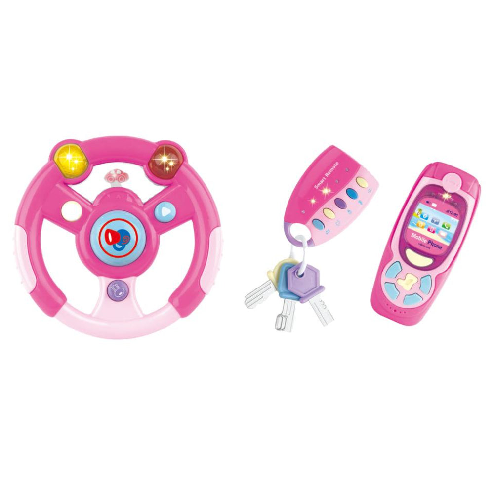 Learning Music Toy - Pink - Key Chain, Mobile, and Steering Wheel - Toys - OKO