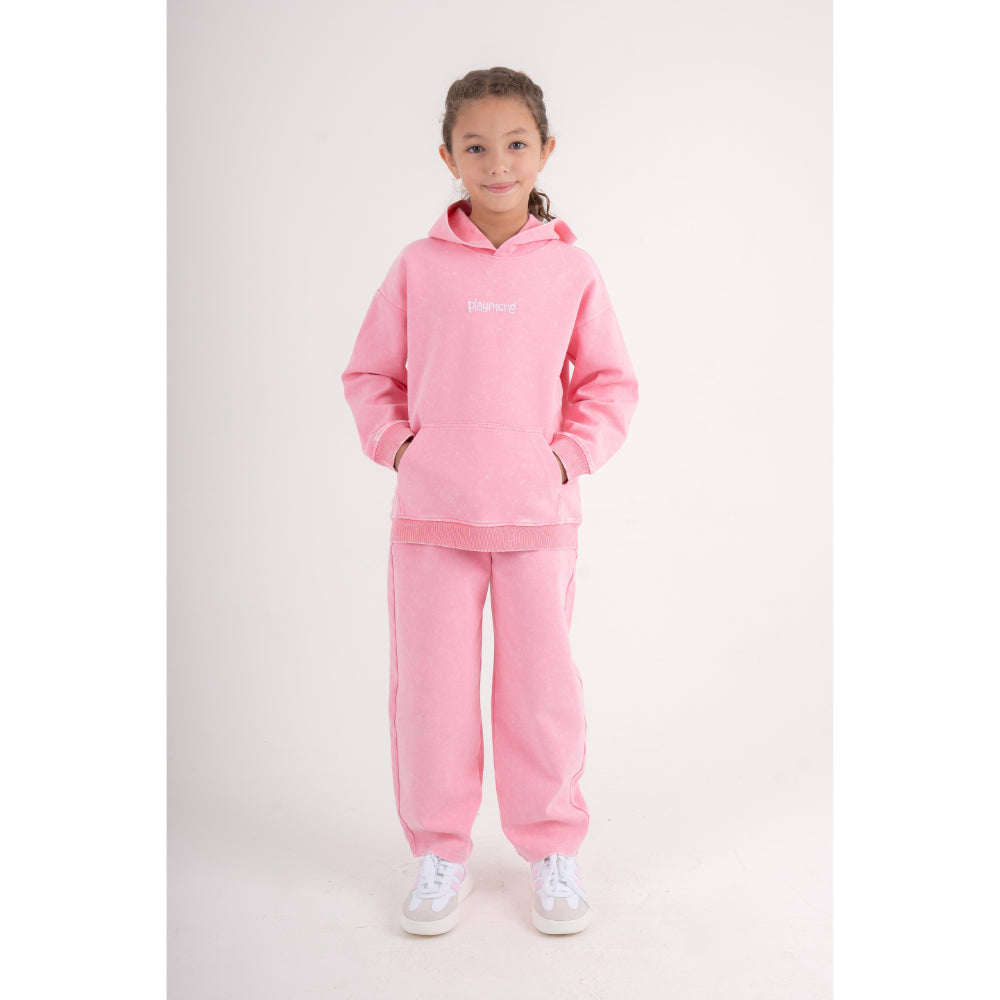 Girls Cotton Hooded Outfit Set – Pink