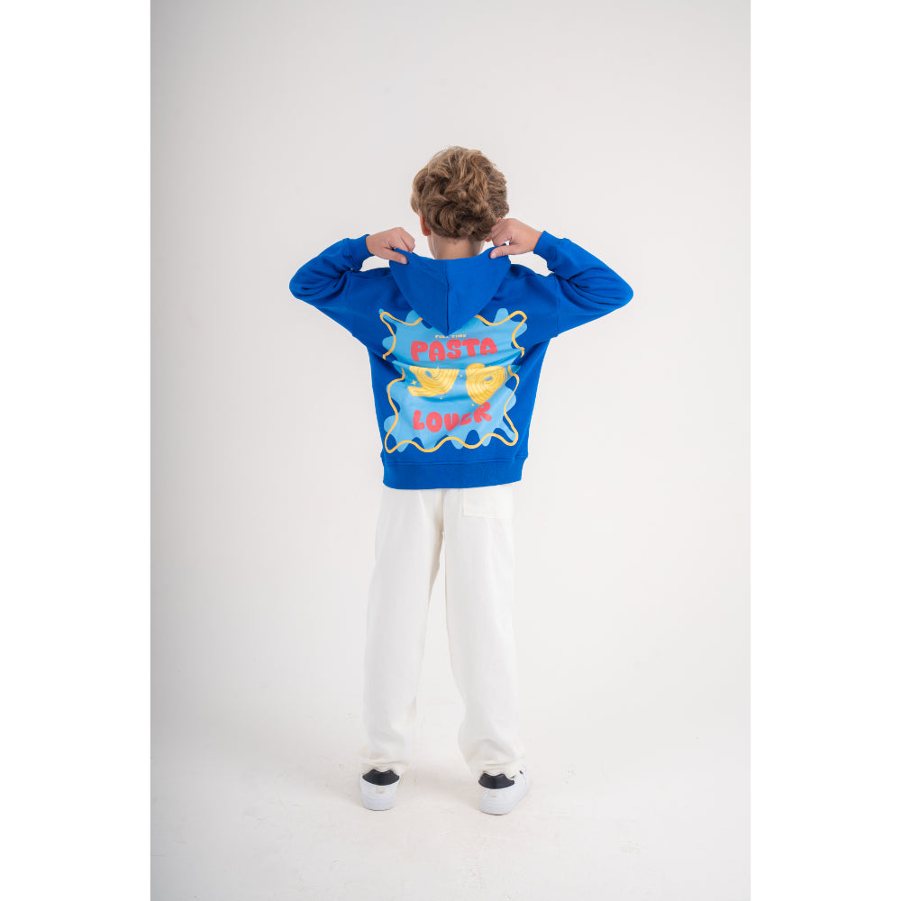 Unisex Fleece Hoodie – Blue with "Pasta Lover" Print