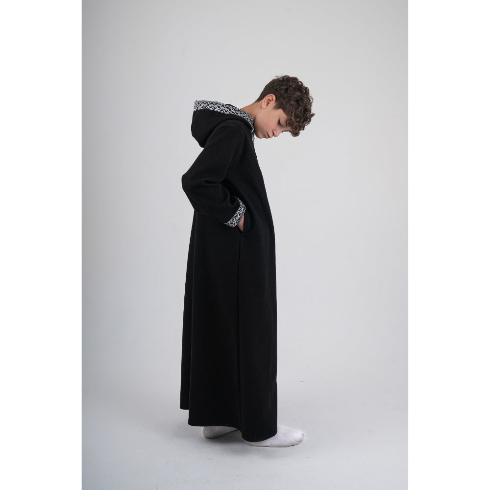 Boys Long-Sleeved Hooded Jilbab – Black