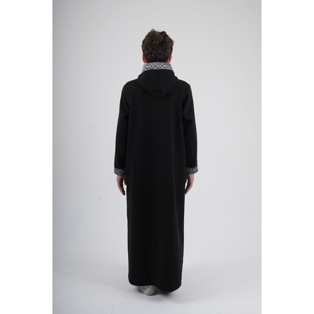 Boys Long-Sleeved Hooded Jilbab – Black