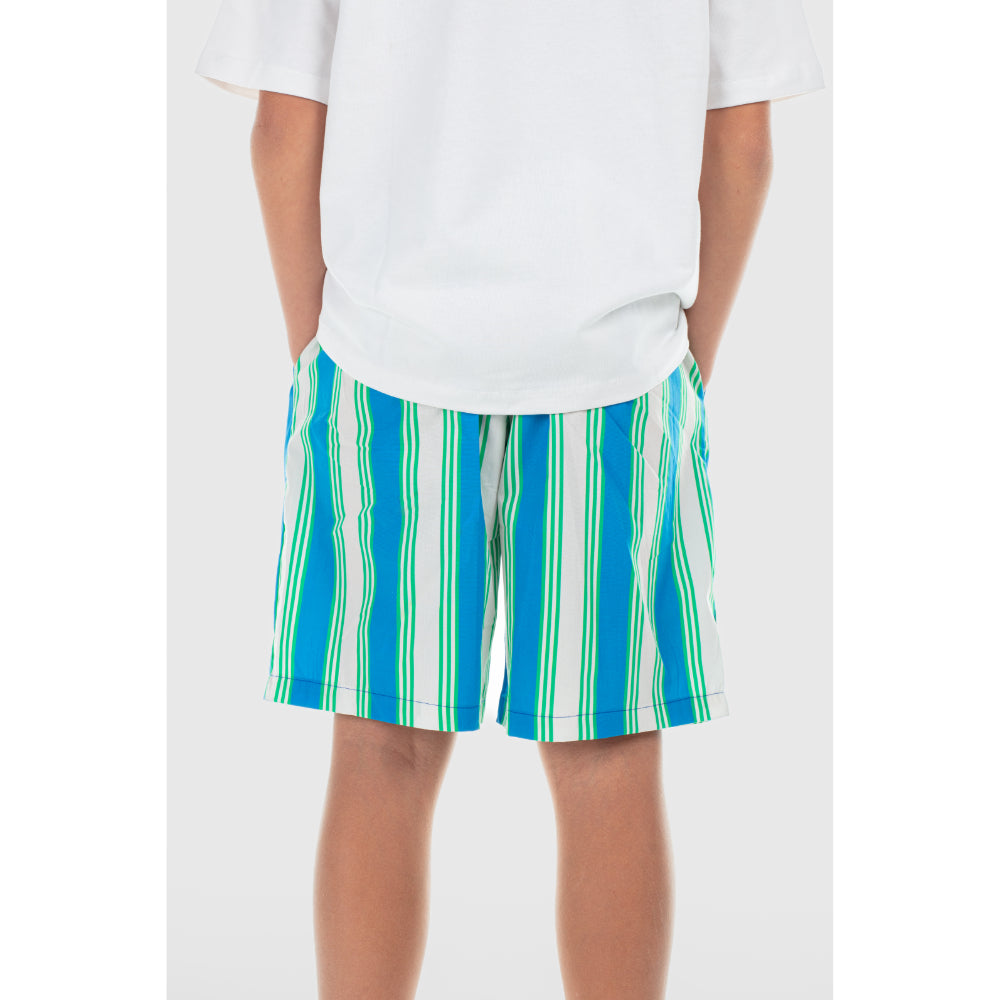 Boys Cotton Shorts – Blue & Off-White - Clothing - Playmore
