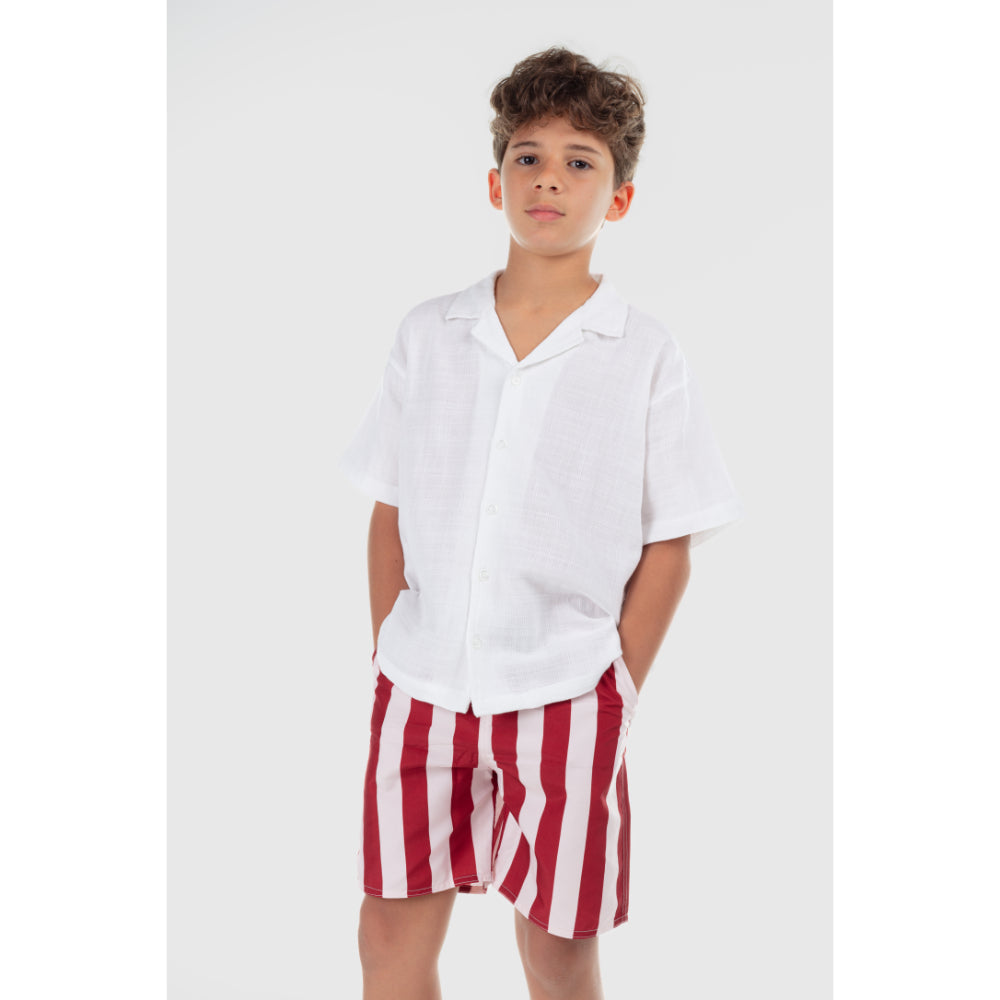Boys Linen Shirt – White - Clothing - Playmore