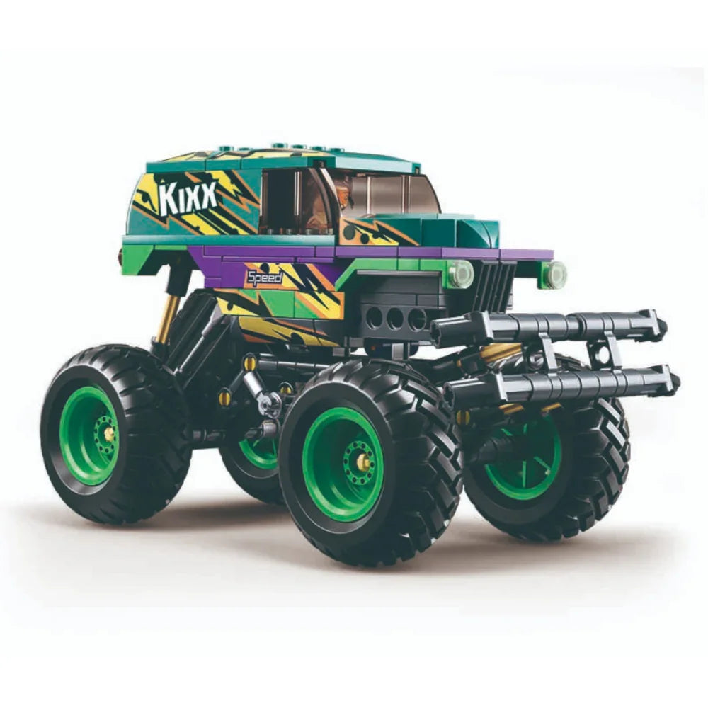 Sluban Bigfoot Green Purple Speed Kixx Monster Truck Building Blocks Set - 252 Pcs