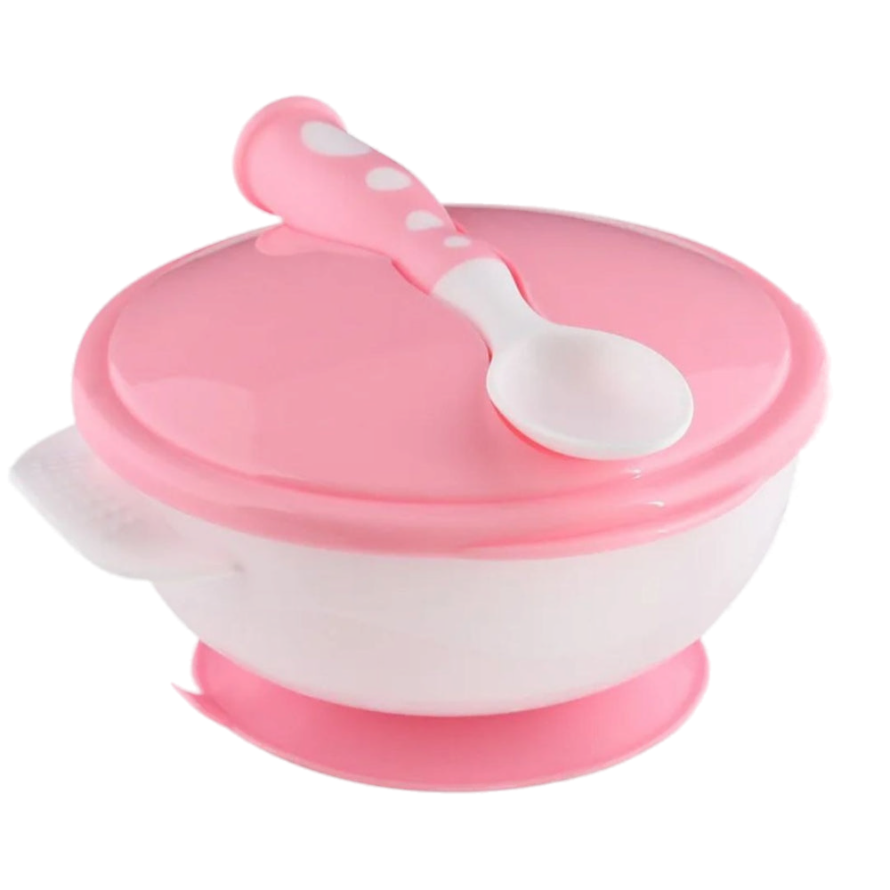 Safari Baby Suction Bowl with Spoon – Pink - Baby Essentials