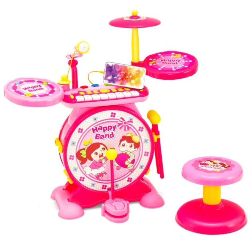 Baoli 2-in-1 Children's Electronic Jazz Drum Kit – Pink - Toys