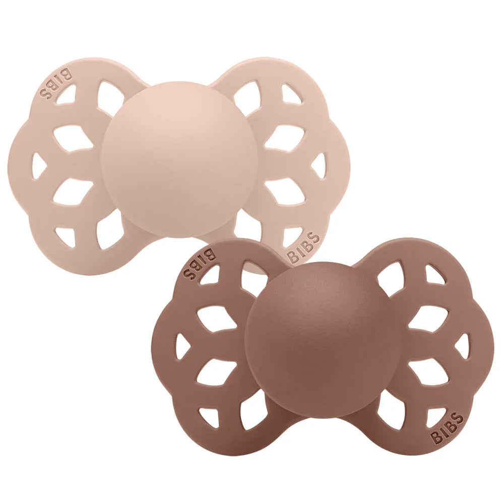 BIBS Infinity Pacifier 2-Pack Anatomical Silicone Size 2 – Blush/Woodchuck - Baby Essentials