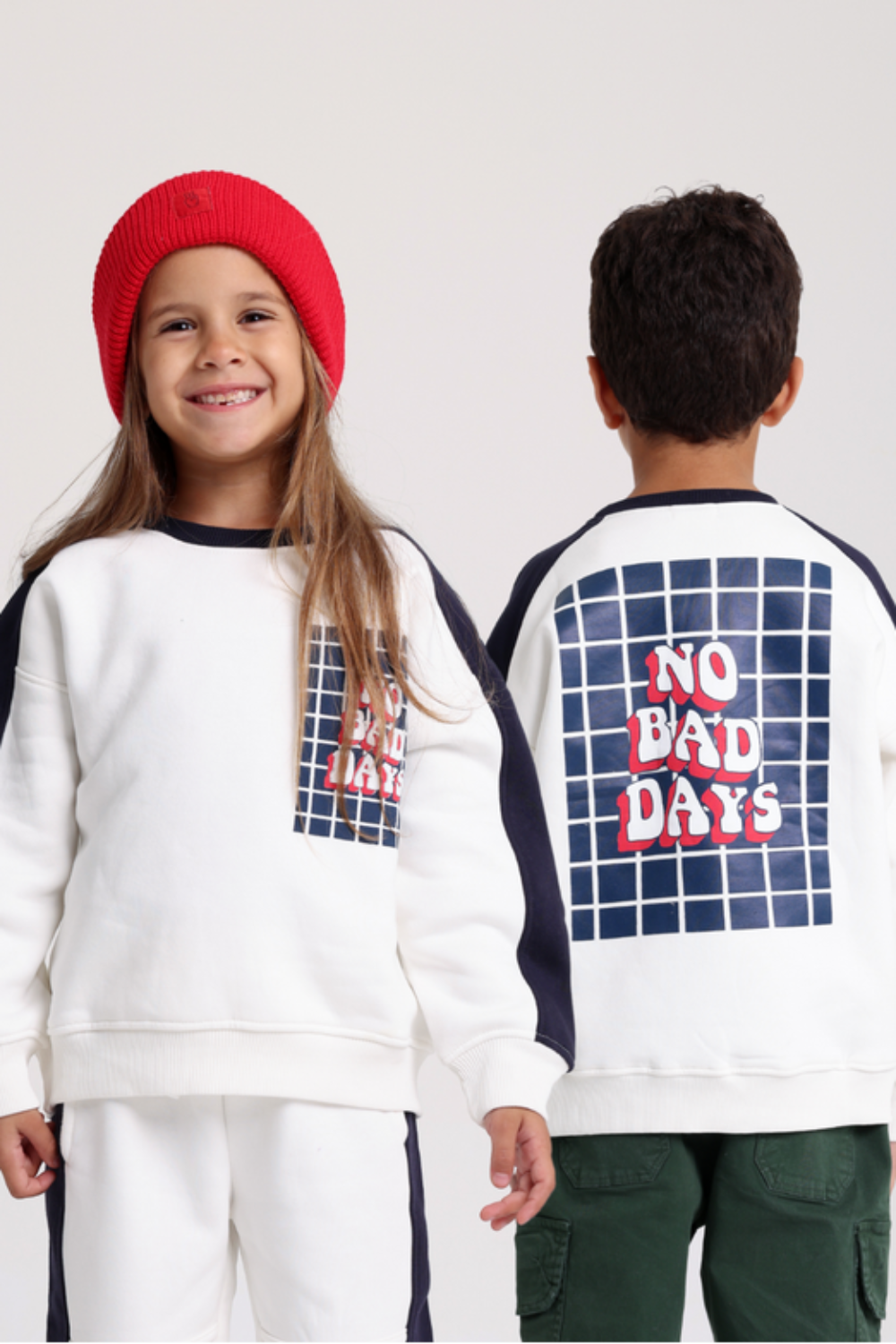Boys Cotton Sweatshirt – Off-White with "No Bad Days" Print - Clothing - Playmore