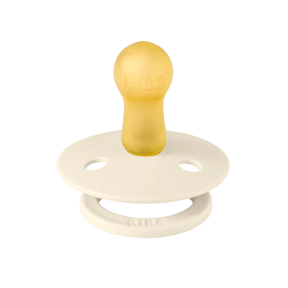 BIBS Studio Color Block Pacifier Round Latex - Size 1 - Ivory/Dusty Blue