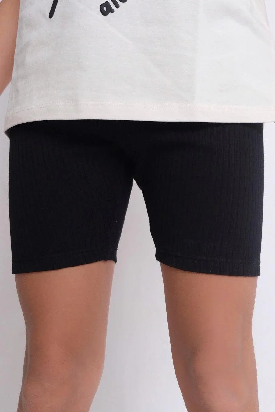 Black Ribbed Shorts - Ourkids - Playmore