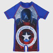 Captain America Short-Sleeved Overall Swim Suit - Ourkids - I.Wear