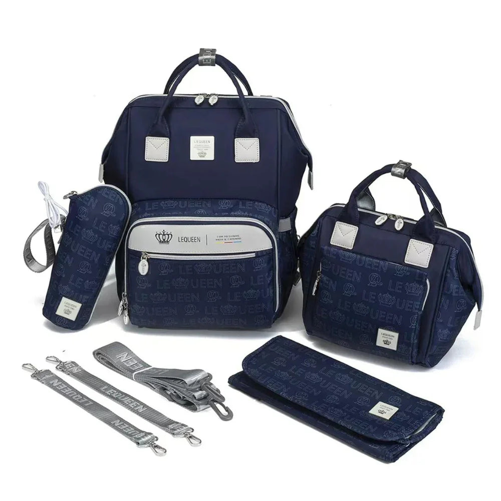LeQueen Diamond 8th Special Edition Soft Waterproof Diaper Bag Set - Navy Blue