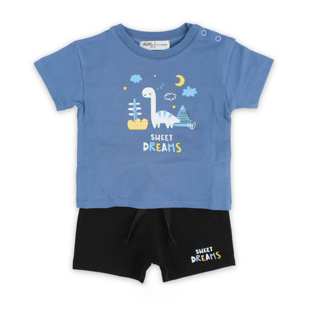 Baby Boys Cotton Pajama – Indigo with "Sweet Dreams" Print - Clothing - Ourkids