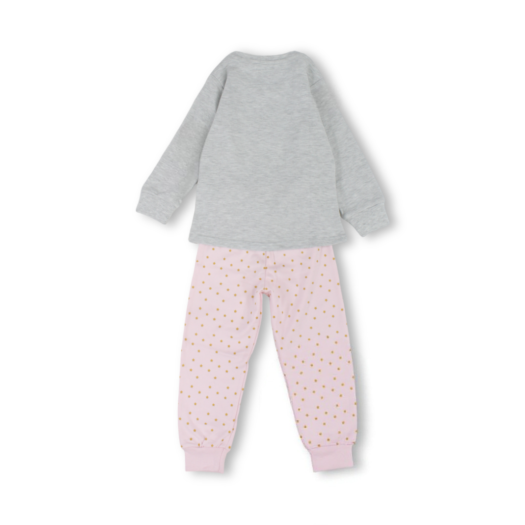 Girls Long-Sleeved Pajama – Grey with Sweet Bee Print