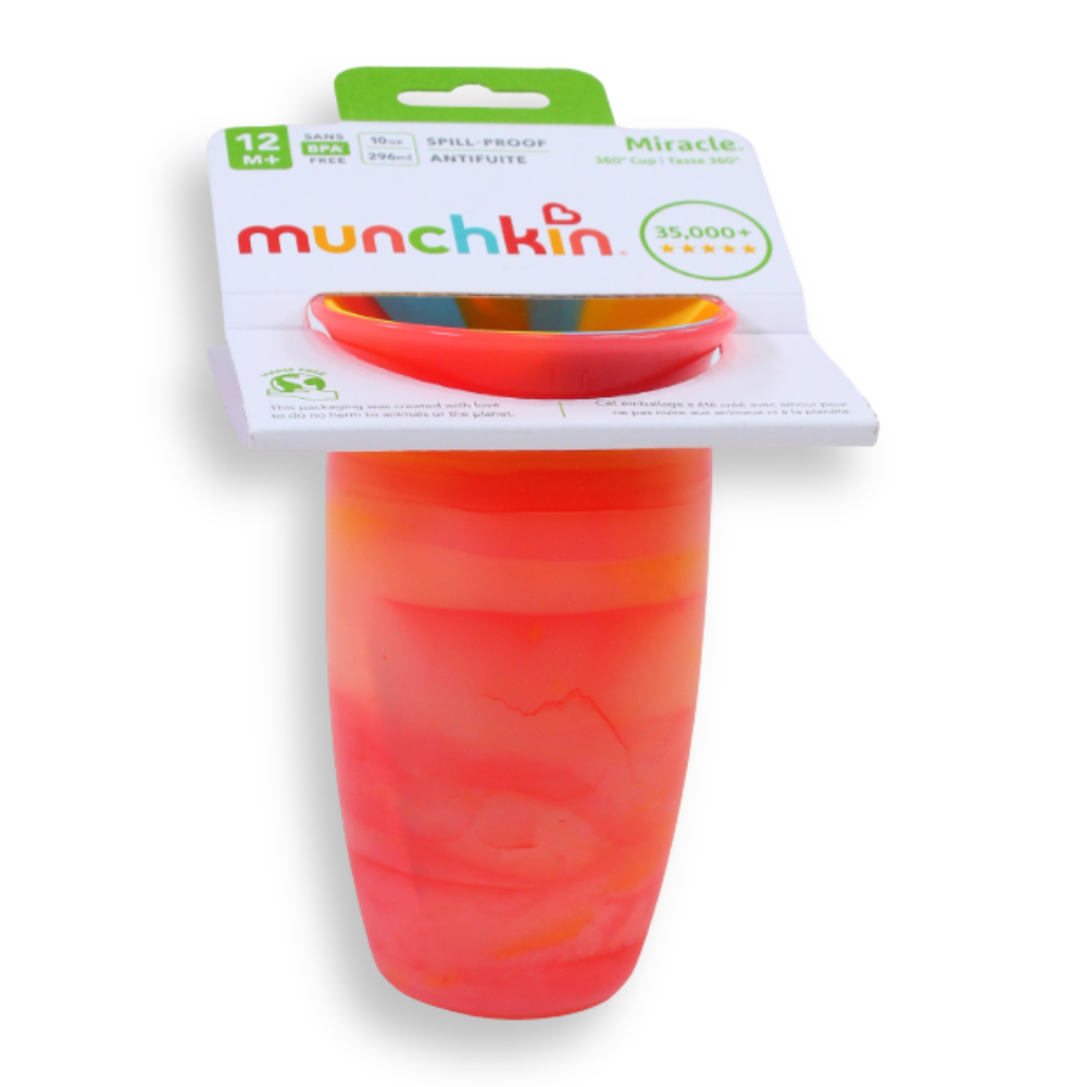 Munchkin Miracle® 360° Tropical Swirl Sippy Cup 10 oz – Orange, 12 Months+